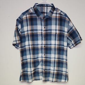 Kuhl Men's Blue and White Plaid Button Down Shirt